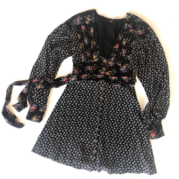 Free People Balloon Sleeve Printed Dress - Picture 2 of 5